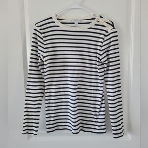 J Crew Navy Blue and White Stripe Blouse Top